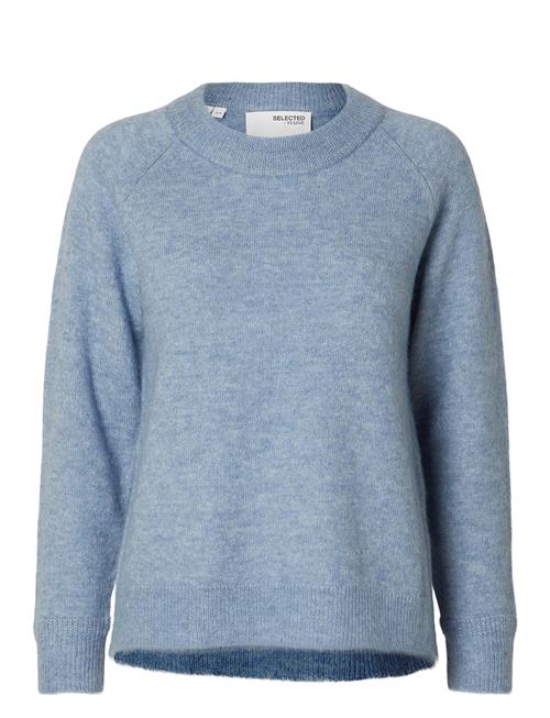 Slflulu Ls Knit O-Neck Selected Blue