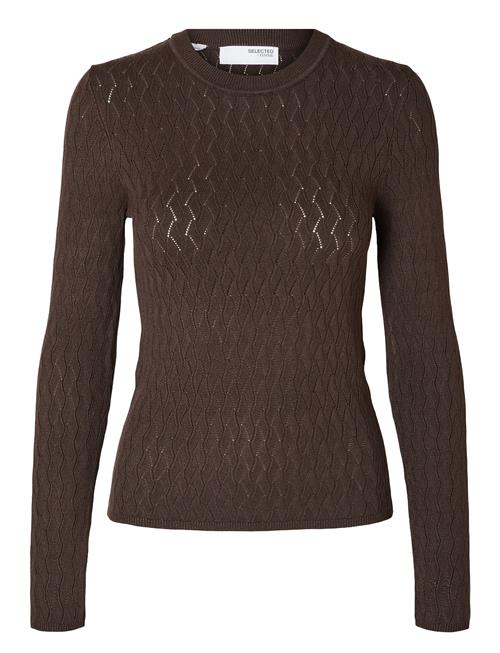 Slfcabala Ls Knit O-Neck Selected Brown