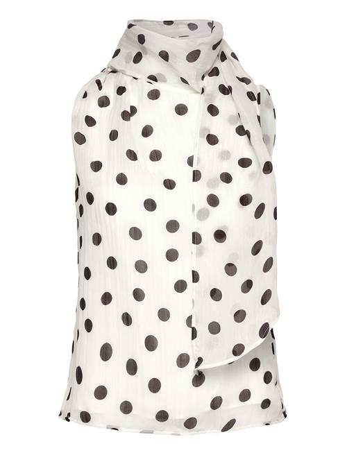 Polka-Dot Wrap-Neck Blouse Mango White