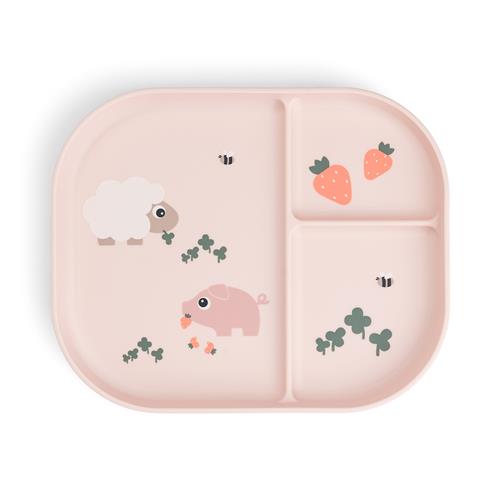 Done by Deer Foodie Compartment Plate Tiny Farm Powder Powder One Size  Lyserød  One Size  Unisex