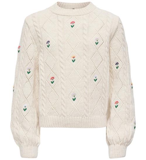 Kids Only Bluse - Strik - KogFlower - Tofu/Flowers EMB