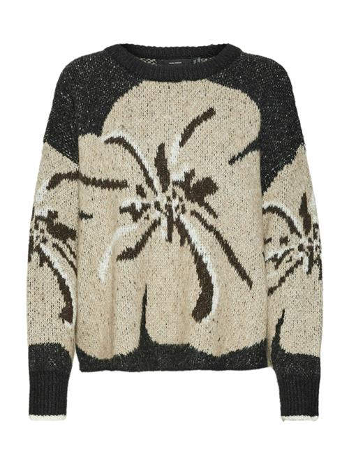 Se VERO MODA Pullover 'MAdison'  lysebrun / sort / uldhvid ved About You