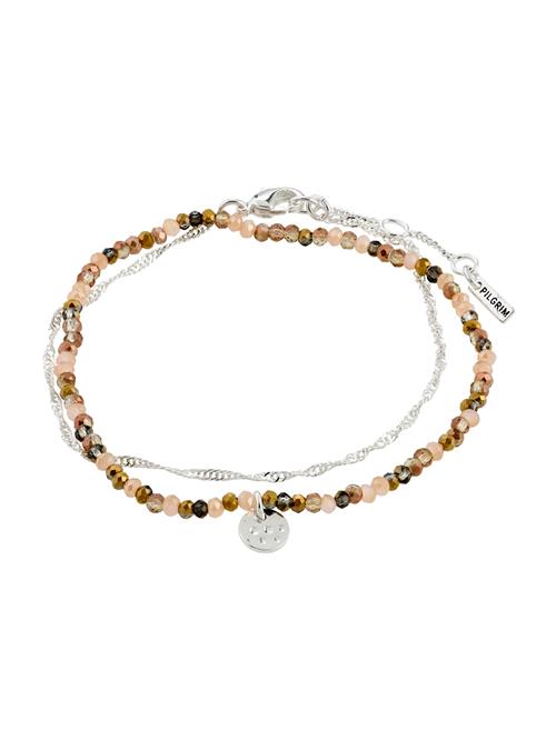 Pilgrim Armbånd 'BELLAMY'  creme / brun / sort / sølv