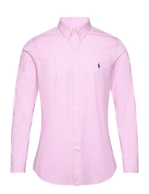 Se Slim Fit Striped Stretch Poplin Shirt Polo Ralph Lauren Pink ved Booztlet