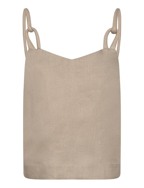 Cmnatuli-Top Is A Top In A Light Material Of 100 Linen With A V-Neck, A Casual Copenhagen Muse Beige