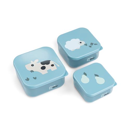 Done by Deer Snack Box Set 3 Pcs Tiny Farm Blue Blue One Size  Blå  One Size 0+ Unisex