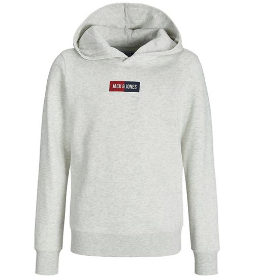 Jack & Jones Hættetrøje - JjPan - White Melange m. Logo