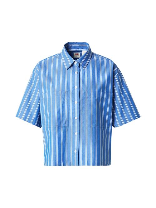 LEVI'S ® Bluse 'Harlie Short Sleeve Cropped Shirt'  blå / hvid