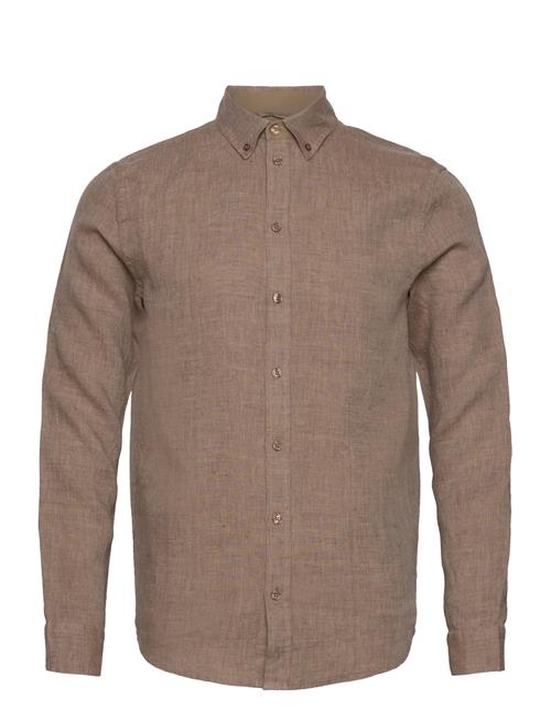 Se Mmgtheo Linen Shirt Mos Mosh Gallery Brown ved Booztlet