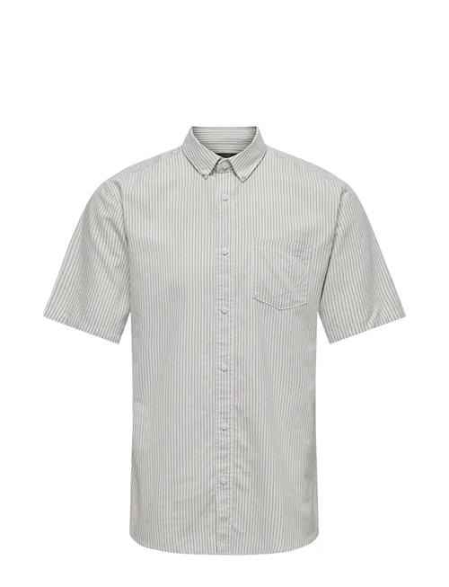 Onsremy Ss Slim Wash Stripe Oxford Shirt ONLY & SONS Grey