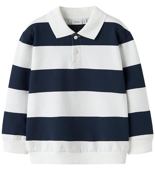 Name It Sweatshirt - Polo - NmmLeopold - Bright White m. Striber