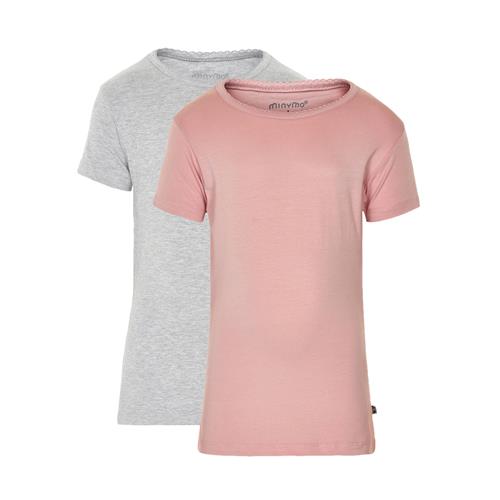 Minymo Basic T-Shirt 2-Pack Blush 128 cm    128 cm  kvinde