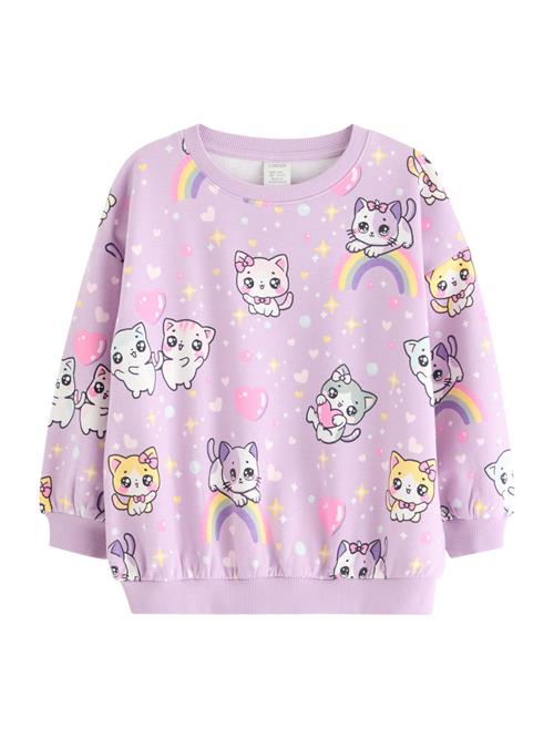 Se Lindex Sweatshirt 'Cats And Rainbo'  dueblå / gul / lilla / hvid ved About You