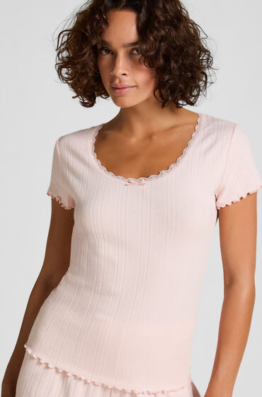 Hunkemöller Pointelle blondetop Lyserød