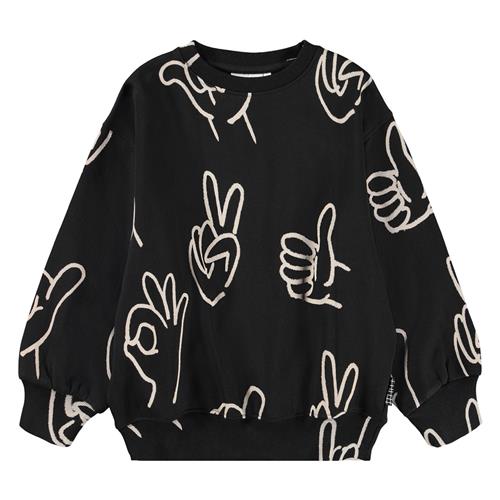 Molo Monti Sweatshirt Drawn Hands  Drawn Hands 140 cm  Sort  140 cm  Unisex