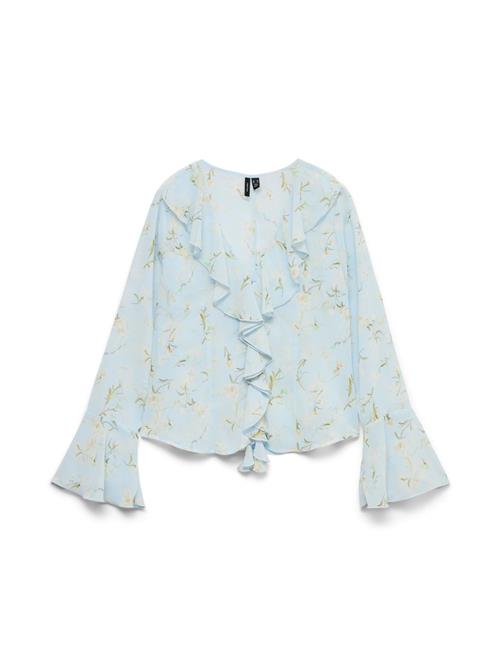 Se VERO MODA Bluse 'VMSigne'  beige / himmelblå / oliven / græsgrøn ved About You
