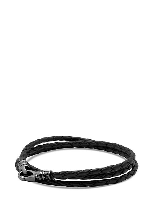 Men's Black Wrap-Around Leather Bracelet Nialaya Black