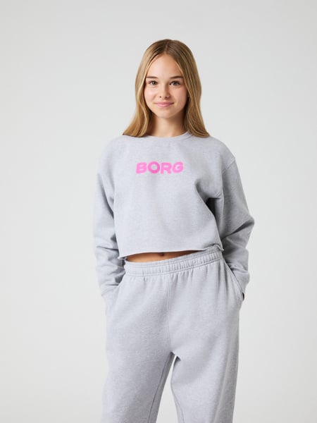 Björn Borg Borg Oversized Cropped Sweatshirt Grå, 122-128