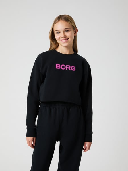 Björn Borg Borg Oversized Cropped Sweatshirt Sort, 134-140