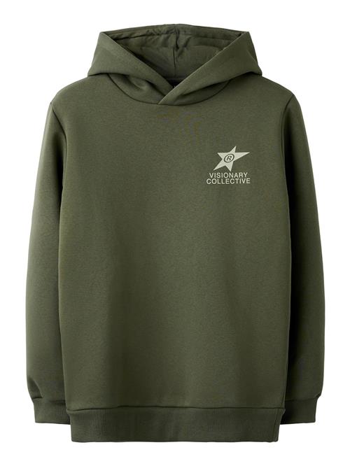 NAME IT Sweatshirt  mørkegrøn / hvid