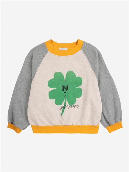Bobo Choses Lucky Clover Ranglan Sleeve Sweatshirt Heather Grey  Heather Grey 8-9 Years  Grå  8-9 år  mand