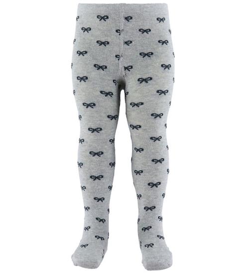 Fuzzies Strømpebukser - Light Grey m. Sorte Sløjfer
