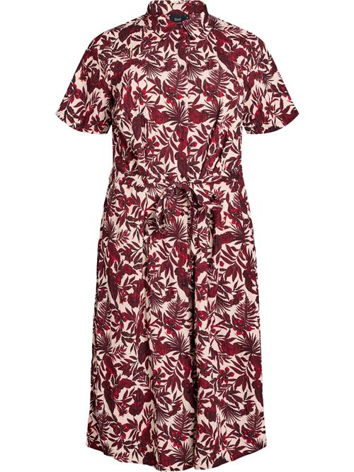 Zizzi Blusekjole 'EHANNAH'  mørkerød / offwhite