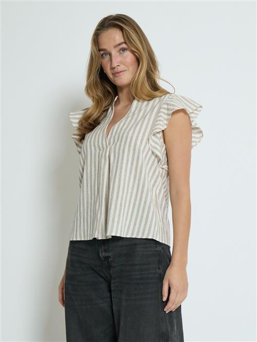 DESIRES Bluse 'Gilda'  brun-meleret / hvid