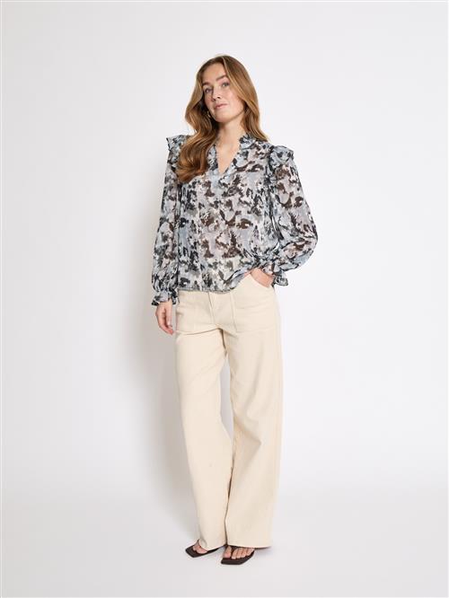 Peppercorn Bluse 'Eleanor'  røgblå / antracit / lysegrå / offwhite