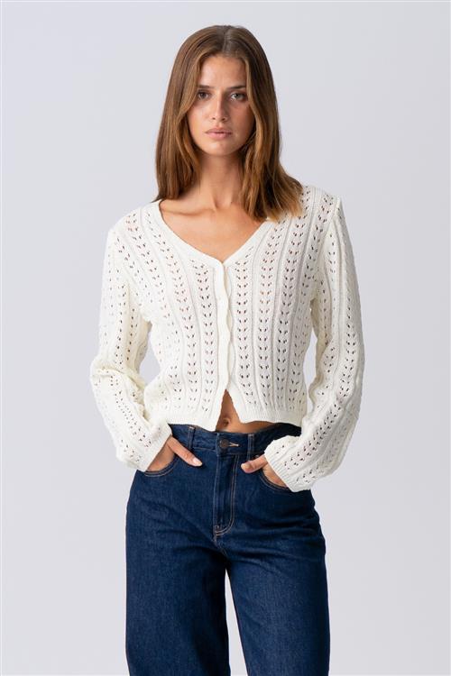Virginia Strik Cardigan - Ecru - L - TeeShoppen