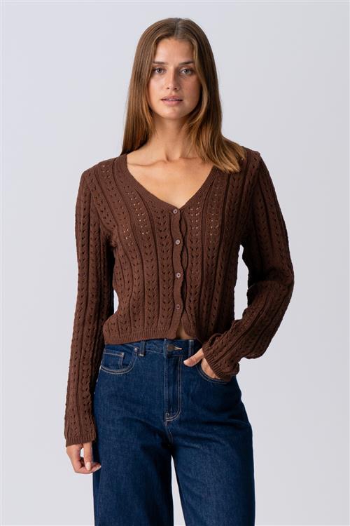 Virginia Strik Cardigan - Brun - S - TeeShoppen