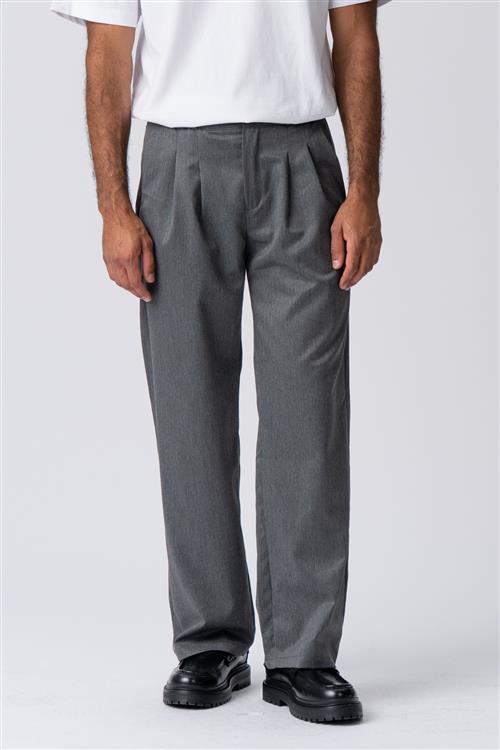 Pleated Wide Pants - Lys Grå - 33/32 - TeeShoppen