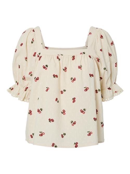 Se PIECES Bluse 'PCThea'  creme / grøn / rød ved About You