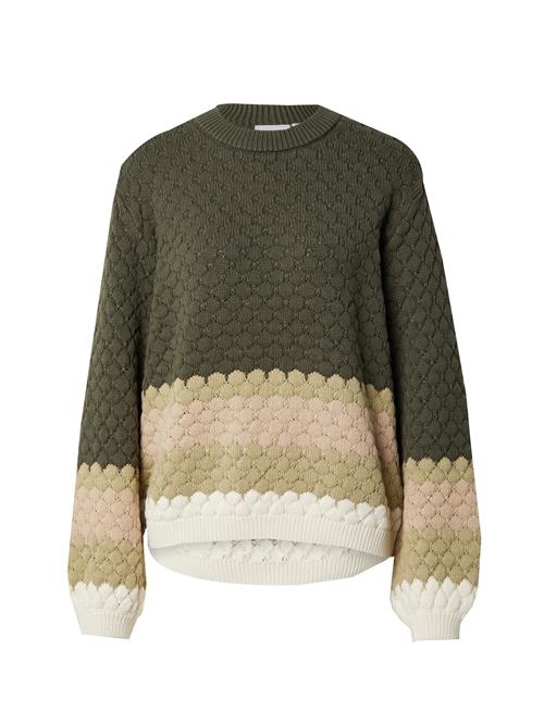 VILA Pullover 'VITANNA'  sand / mørkegrøn / lyserød / hvid