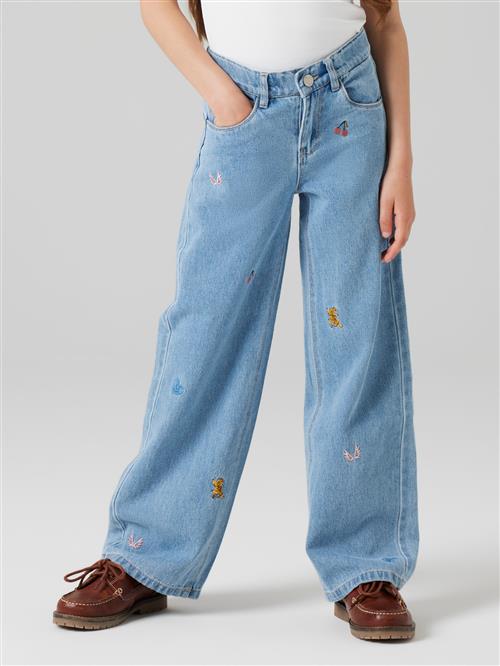 Se NAME IT Brede Jeans Rose Light Blue Denim Emb hos SmartKidz
