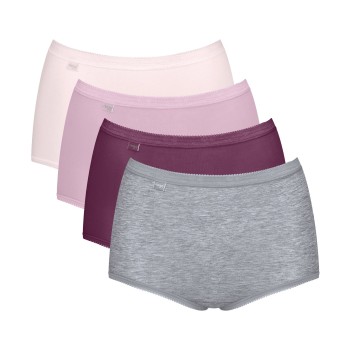 Sloggi Trusser 4P Basic Plus Maxi Panty Rosa/Grå bomuld 40 Dame