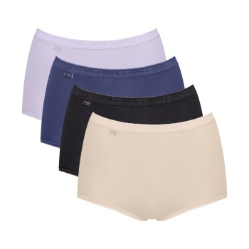 Sloggi Trusser 4P Basic Plus Maxi Panty Blå/Lila bomuld 38 Dame