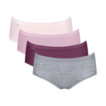 Sloggi Trusser 4P Basic Plus Midi Color Rosa/Grå bomuld 46 Dame