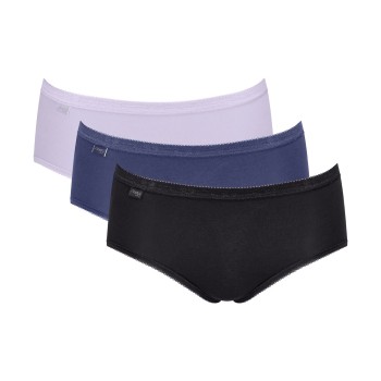 Sloggi Trusser 3P Basic Plus Midi Colored Sort/Blå bomuld 42 Dame