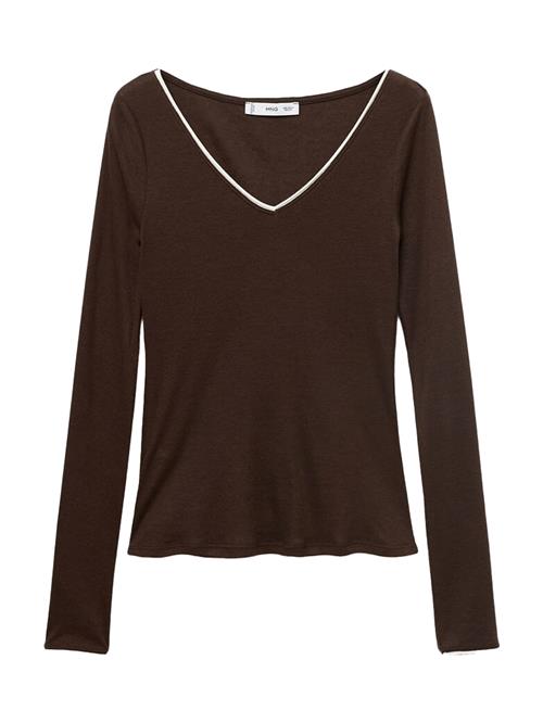 MANGO Shirts 'JANET'  mørkebrun / hvid