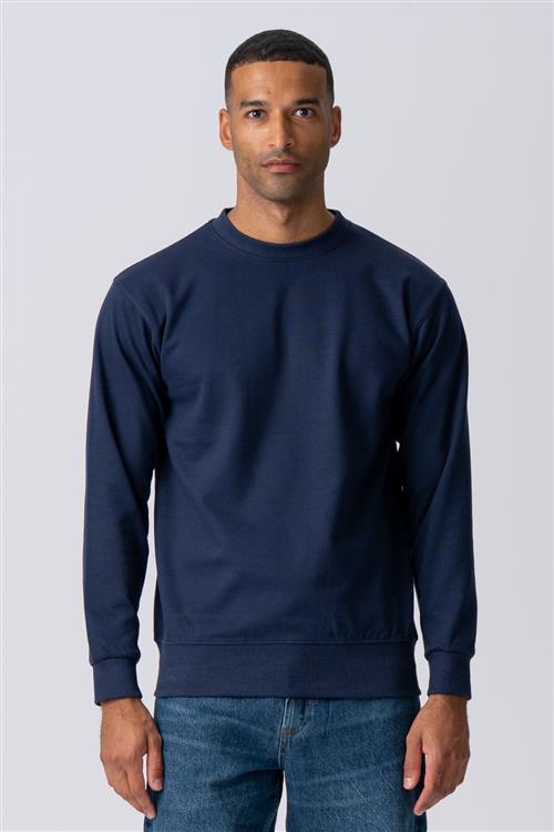 Basic Crewneck Sweat - Navy - Herre - L - TeeShoppen