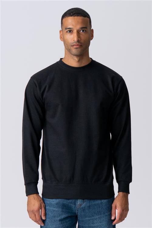 Basic Crewneck Sweat - Sort - Herre - 4XL - TeeShoppen