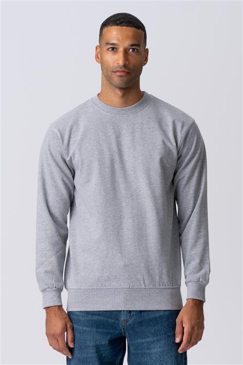 Basic Crewneck Sweat - Lys Grå Melange - Herre - 2XL - TeeShoppen