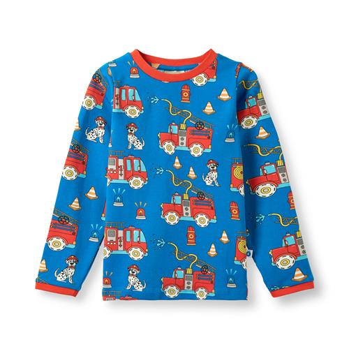 Småfolk Elstar With Fire Truck Langærmet T-shirt Brilliant Blue  Brilliant blue-2-3 Y  Blå  2-3 år  mand