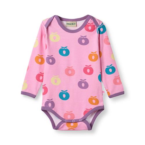 Småfolk Ulm Long-Sleeved Baby Body with Apples Pink lilac Pink lilac-80 cm  Lyserød  80 cm  kvinde