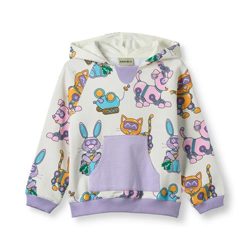 Småfolk Macoun With Robot Pets Hættetrøje Vanilla  Vanilla-5-6 Y  Hvid  5-6 år  kvinde