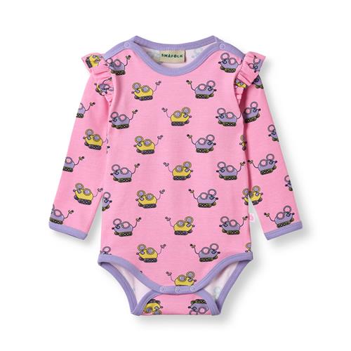 Småfolk Regent With Robot Mice Langærmet Baby Body Pink Lilac  Pink lilac-74 cm  Lyserød  74 cm  kvinde