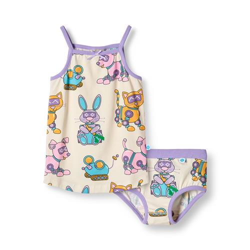 Småfolk Elstar With Robot Pets Undertøjssæt Vanilla  Vanilla-4-5 Y  Hvid  4-5 år  kvinde