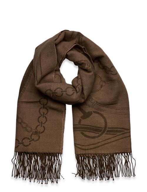 Belting-Motif Jacquard Wrap Scarf Lauren Ralph Lauren Brown