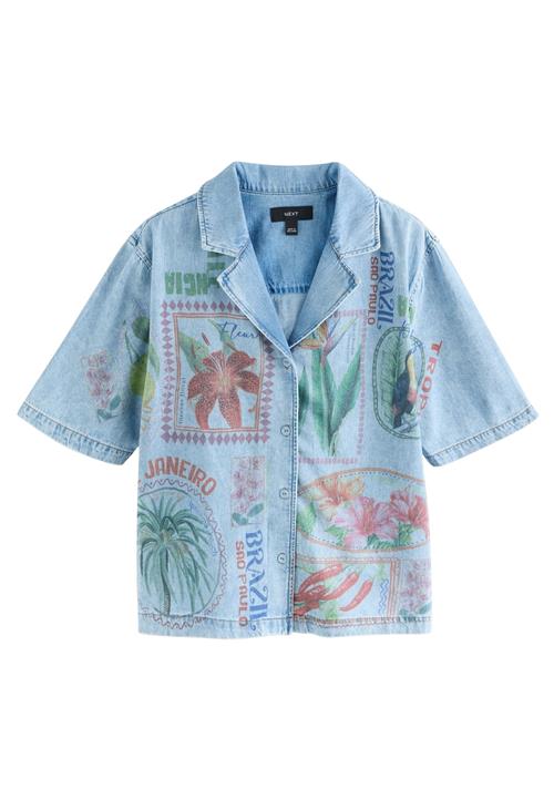 Next Bluse  blue denim / mørkegrøn / abrikos / mørkerød